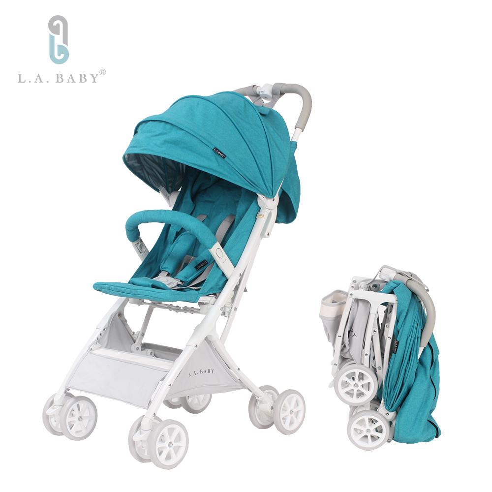 【美國 L.A. Baby】隨行迷你嬰兒手推車 藍色