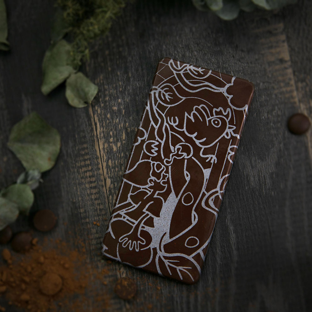 【Kreative Chocolate創意巧克力】壞唇Badlip 72%故事風彩繪圖騰純脂巧克力(文創小物 巧克力片-40g/片)