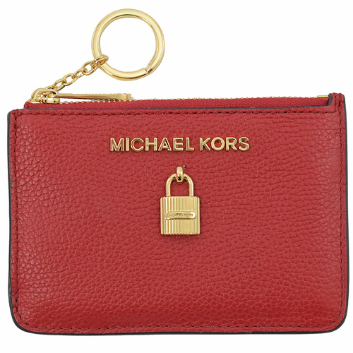 MICHAEL KORS ADELE 鎖頭造型鑰匙環零錢包.紅