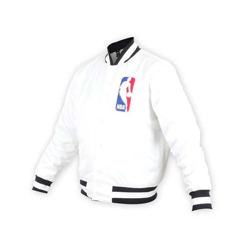 (男) NIKE NBA防風棒球外套-風衣外套 籃球 保暖外套 鋪棉 白黑