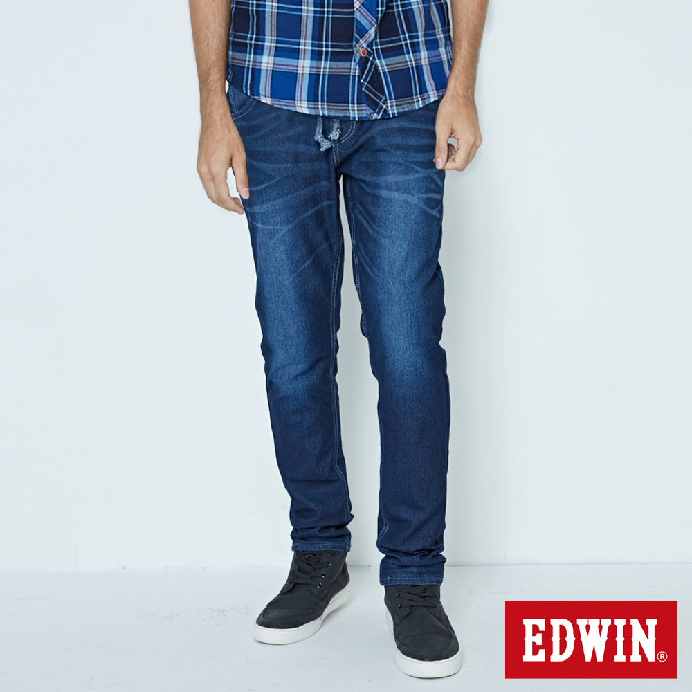 EDWIN JERSEYS 迦績褲 加大碼 紅邊繡花AB牛仔褲-男-酵洗藍