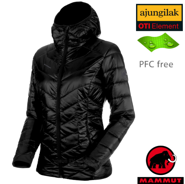 【瑞士 MAMMUT 長毛象】女新款 Rime Hooded IN Jacket 超輕量化纖保暖連帽外套.夾克(可機洗)/PFC-free無氟潑水/1013-00410-0001 黑
