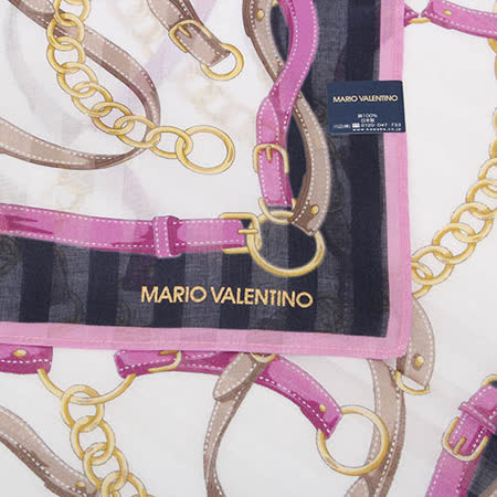 MARIO VALENTINO 皮帶鎖鏈純綿帕領巾-紫色