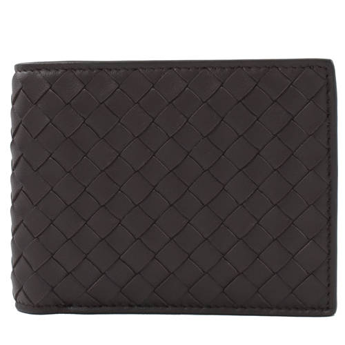 BOTTEGA VENETA 編織羊皮雙層零錢中短夾.深咖