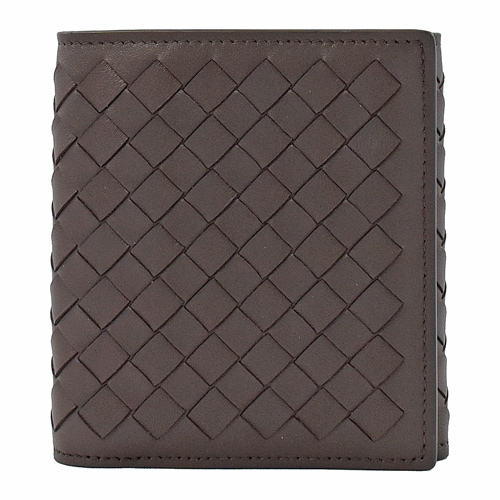 BOTTEGA VENETA 編織羊皮扣式零錢短夾.深咖