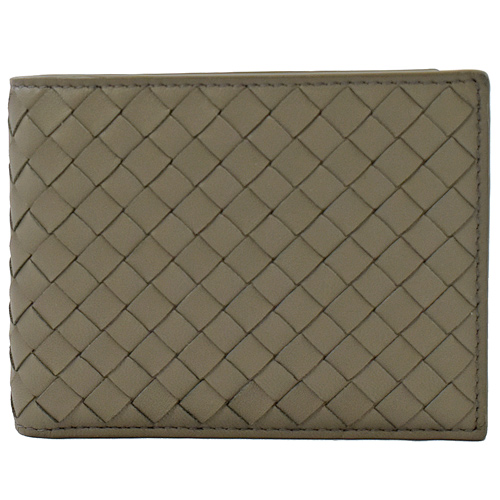 BOTTEGA VENETA 編織羊皮信用卡零錢短夾.墨灰
