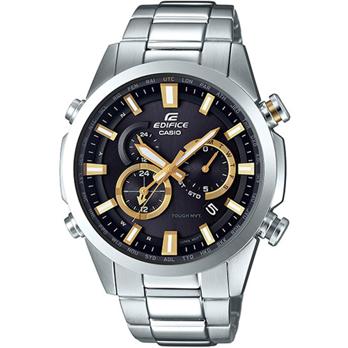 EDIFICE 世界時間太陽能電波錶 EQW-T640YD-1A9 黑x金