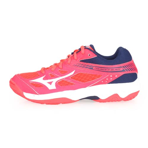 (女) MIZUNO THUDNER BLADE 排球鞋-訓練 排球 美津濃 螢光粉藍白