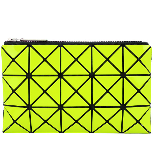 ISSEY MIYAKE 三宅一生 BAOBAO 3x5幾何方格長型亮面零錢手拿包-黃