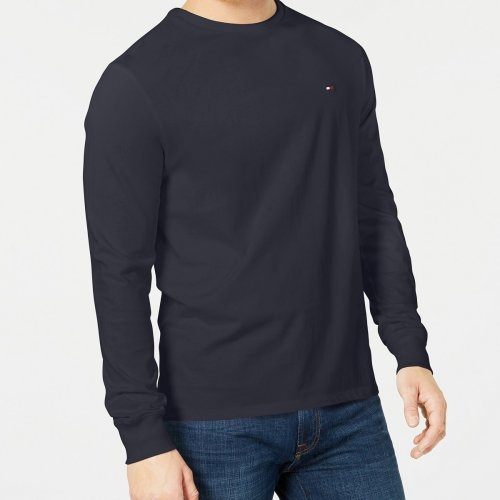 【Tommy Hilfiger】2019男經典深藍色長袖圓領ㄒ恤【預購】
