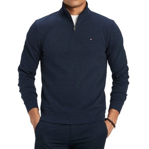 【Tommy Hilfiger】2019男經典1/4拉鍊深藍色長袖毛衣【預購】