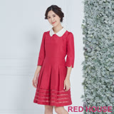 RED HOUSE 蕾赫斯-可拆領子蕾絲洋裝(紅色)