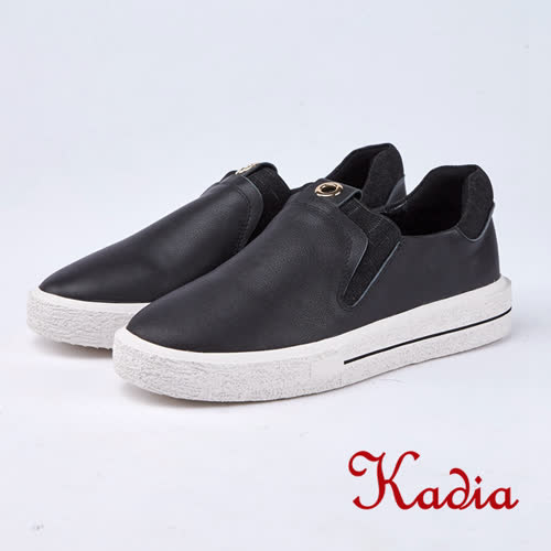 kadia.懶人鞋-質感素面牛皮休閒鞋(8523-90黑色)