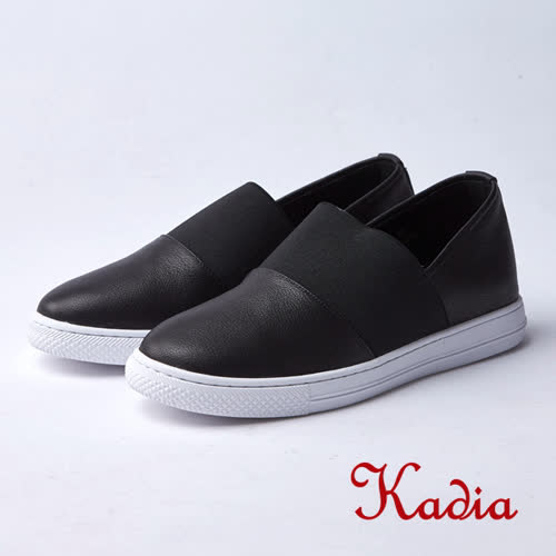 kadia.懶人鞋-拼接素面牛皮休閒鞋(8524-90黑色)