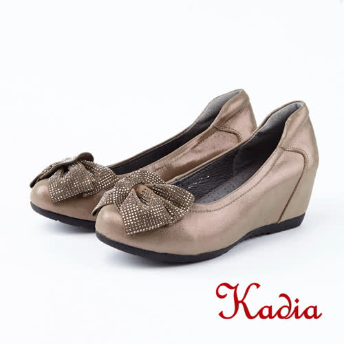 kadia.優雅舒適蝴蝶結楔型鞋(8534-81香檳色)