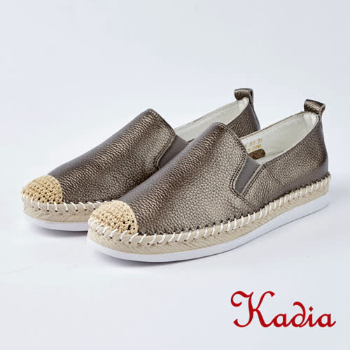 kadia.拼接麻繩真皮休閒鞋(8538-80灰色)