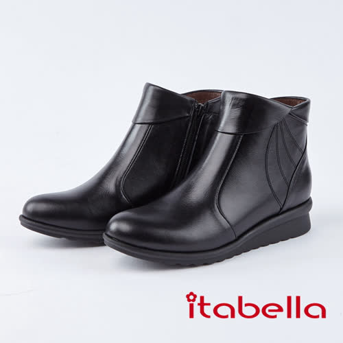 itabella.真皮革百搭短靴(8767-90黑色)