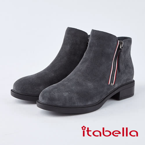 itabella.簡約率性牛反皮短靴(8769-83灰色)