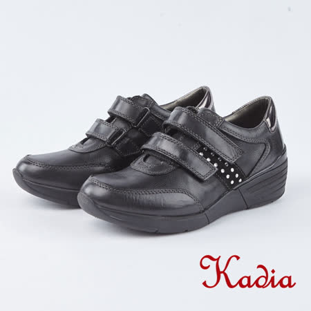 kadia．魔鬼氈楔型休閒鞋(8952-90黑色)