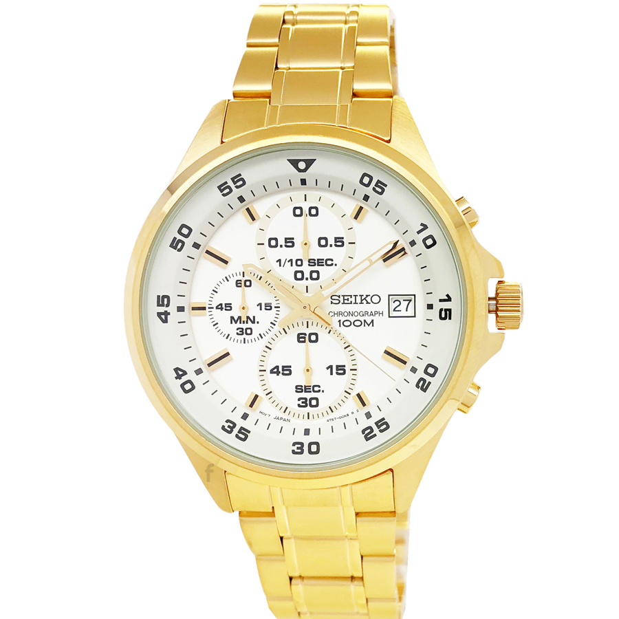 SEIKO 手錶 SKS632P1 精工表 IP金 日期 三眼計時 鋼帶 男錶