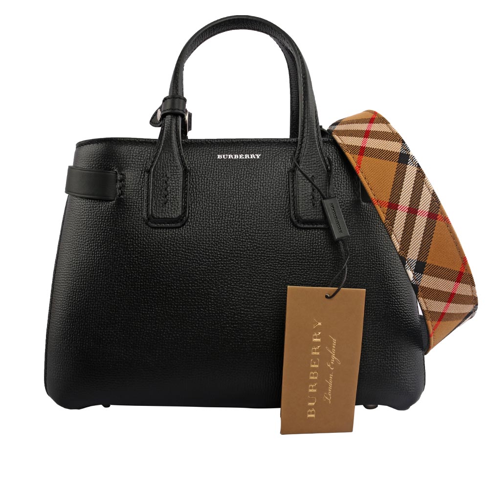【BURBERRY】THE BANNER VINTAGE格紋皮革包(黑色) 4076748 00100