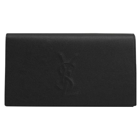 YSL Belle De Jour 車縫LOGO手拿式晚宴包.黑