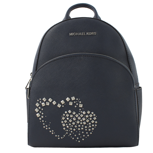 MICHAEL KORS ABBEY 新款心型鉚釘防刮皮革後背包.軍藍