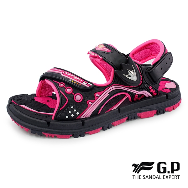 【G.P 兒童透氣舒適磁扣兩用涼拖鞋】G8671B-黑桃色(SIZE:31-35 共三色)