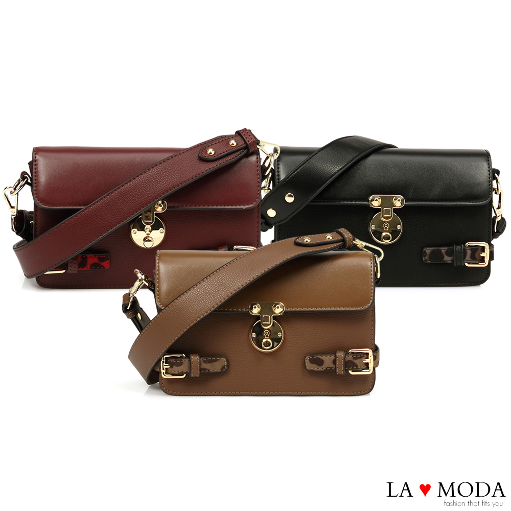 La Moda 時尚經典設計 大釦飾綴飾質感肩背醫生包小方包(共3色)
