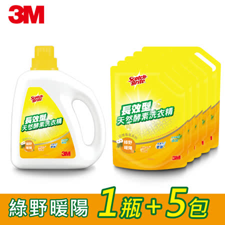 3M 長效型天然酵素洗衣精超值組 (綠野暖陽 1瓶+5包)