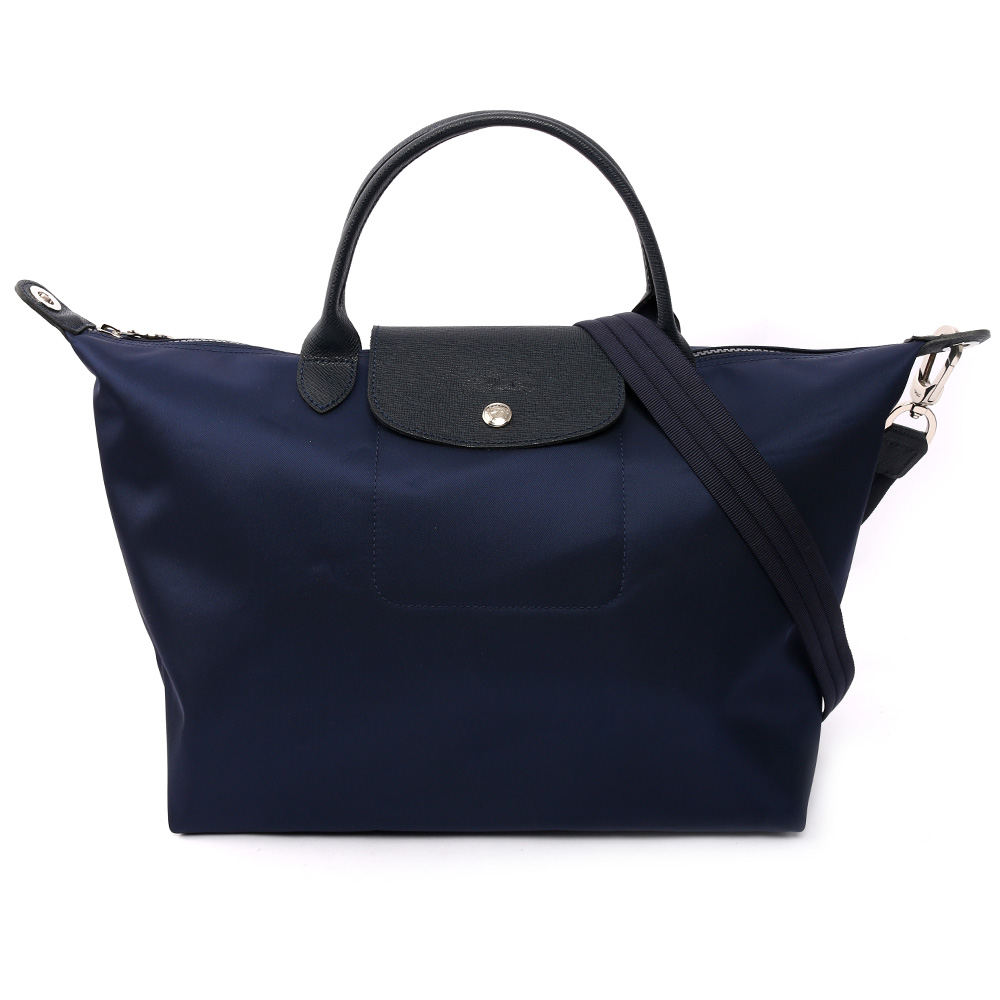 【LONGCHAMP】M號厚款尼龍二用包Le Pliage Neo (深藍色) 1515578006