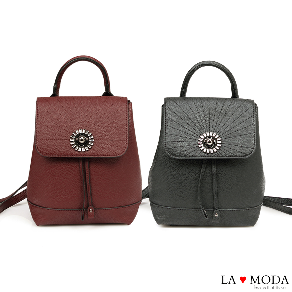 La Moda 質感滿分寶石水鑽綴飾大容量後背包(共2色)