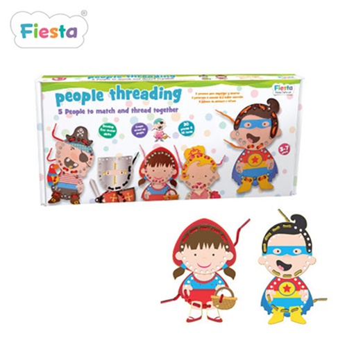 【BabyTiger虎兒寶】英國Fiesta 木製啟發玩具- 趣味角色穿線板