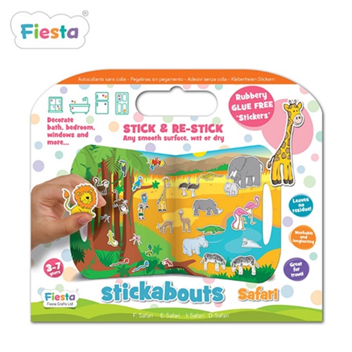 【BabyTiger虎兒寶】英國Fiesta 可攜式趣味主題無痕貼 -草原動物