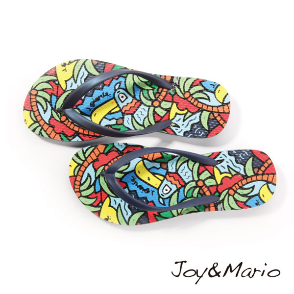 【Joy&Mario】2016新款春夏歐美塗鴉風童鞋夾腳拖 - T1018C NAVY