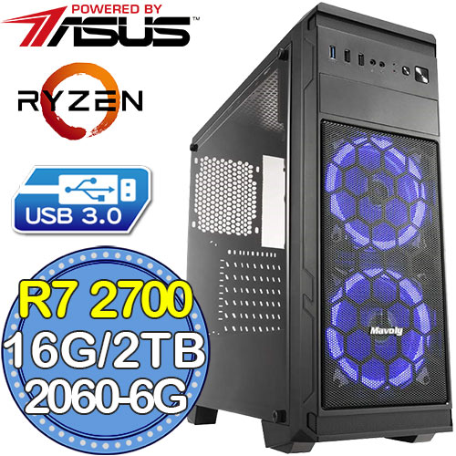 華碩B450平台【驚濤星籠】Ryzen八核 RTX2060-6G獨顯 2TB效能電腦