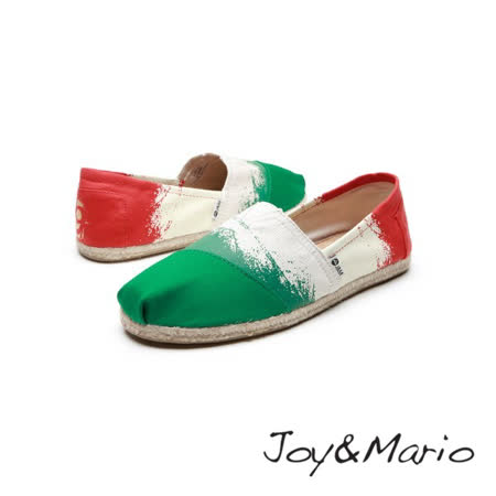 【Joy&Mario】噴濺塗鴉麻邊造型平底鞋 - 01086W GREEN