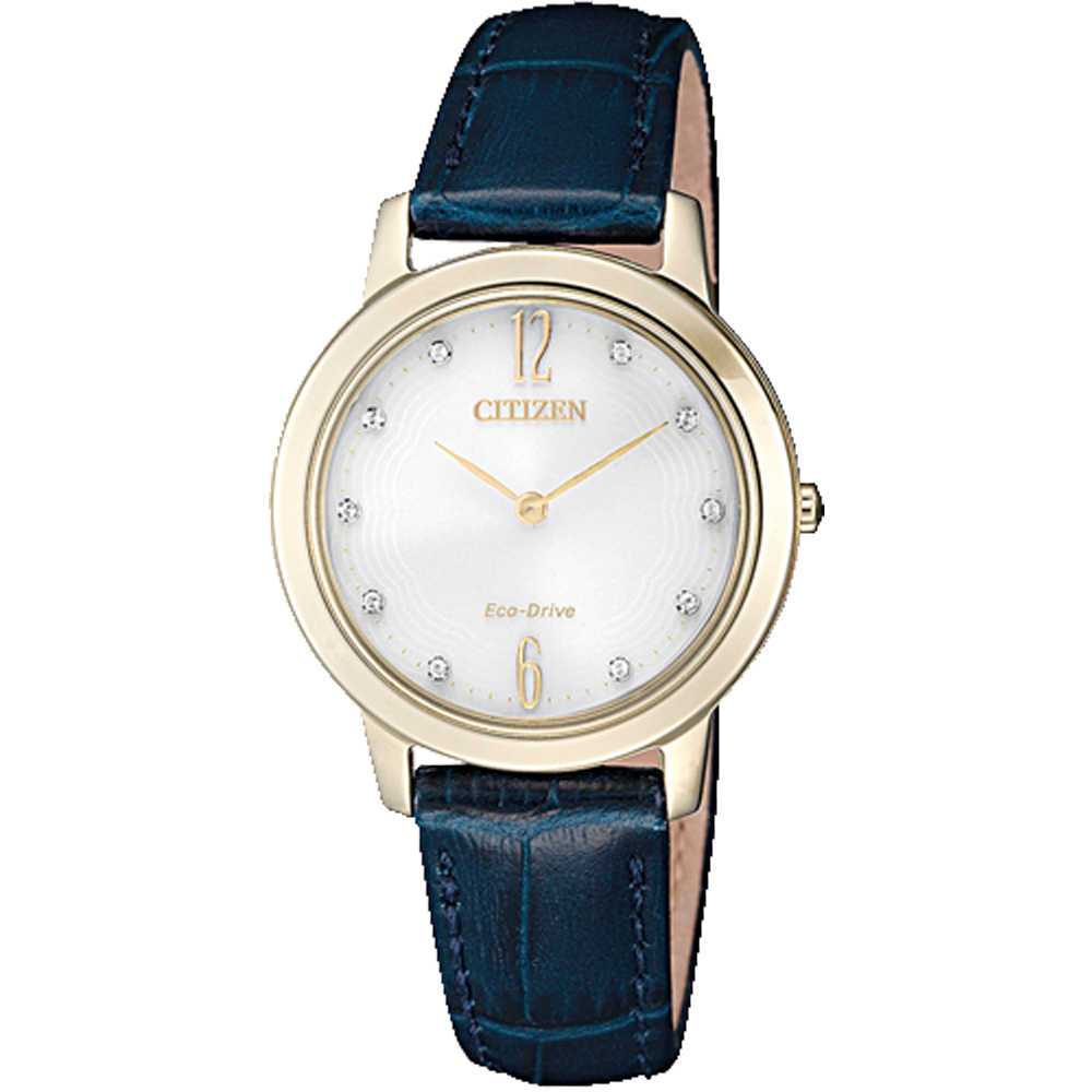 CITIZEN 星辰 光動能指針女錶 皮革錶帶 日常生活防水 藍寶石玻璃鏡面 EX1493-13A
