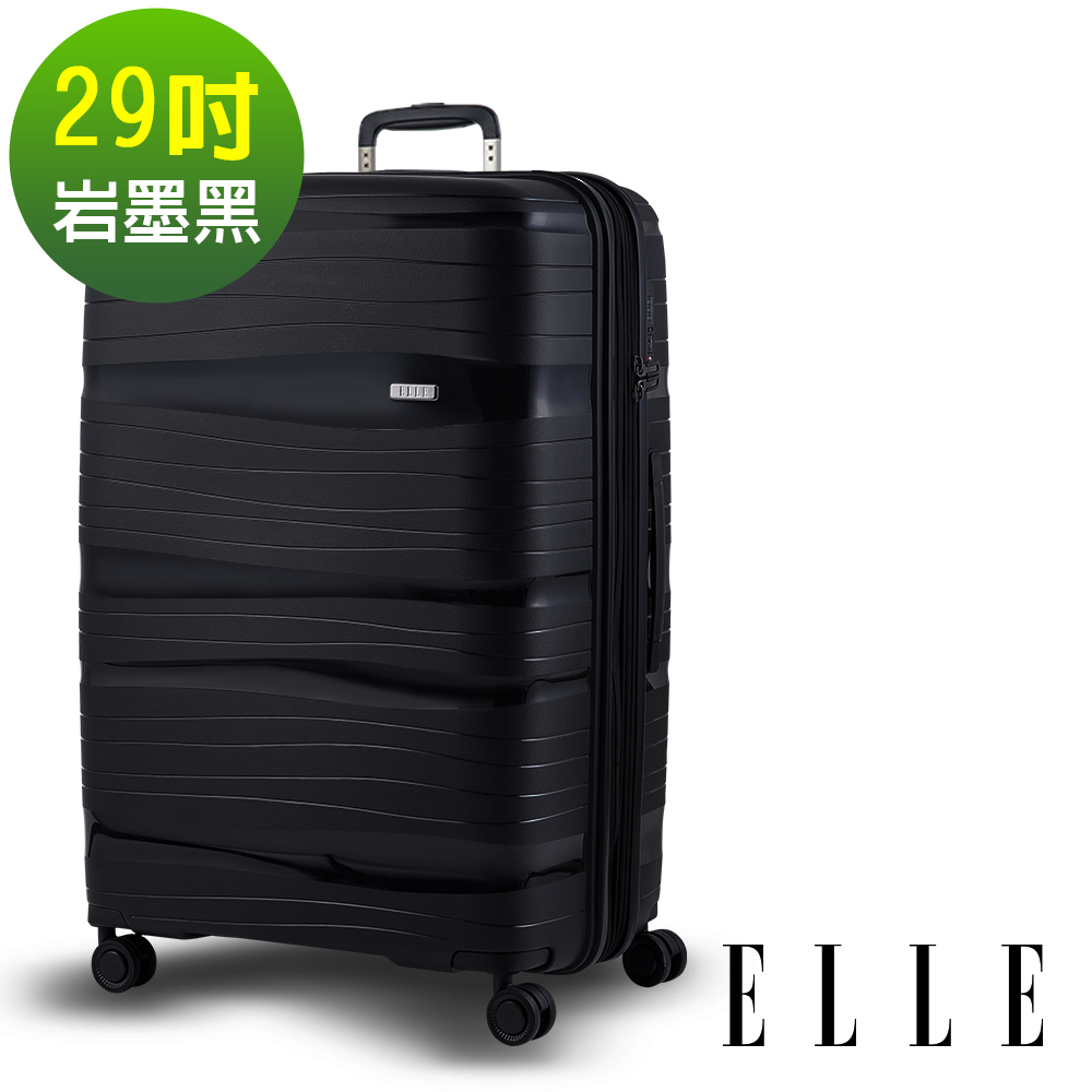ELLE 鏡花水月第二代-29吋特級極輕防刮PP材質行李箱- 岩墨黑EL31239