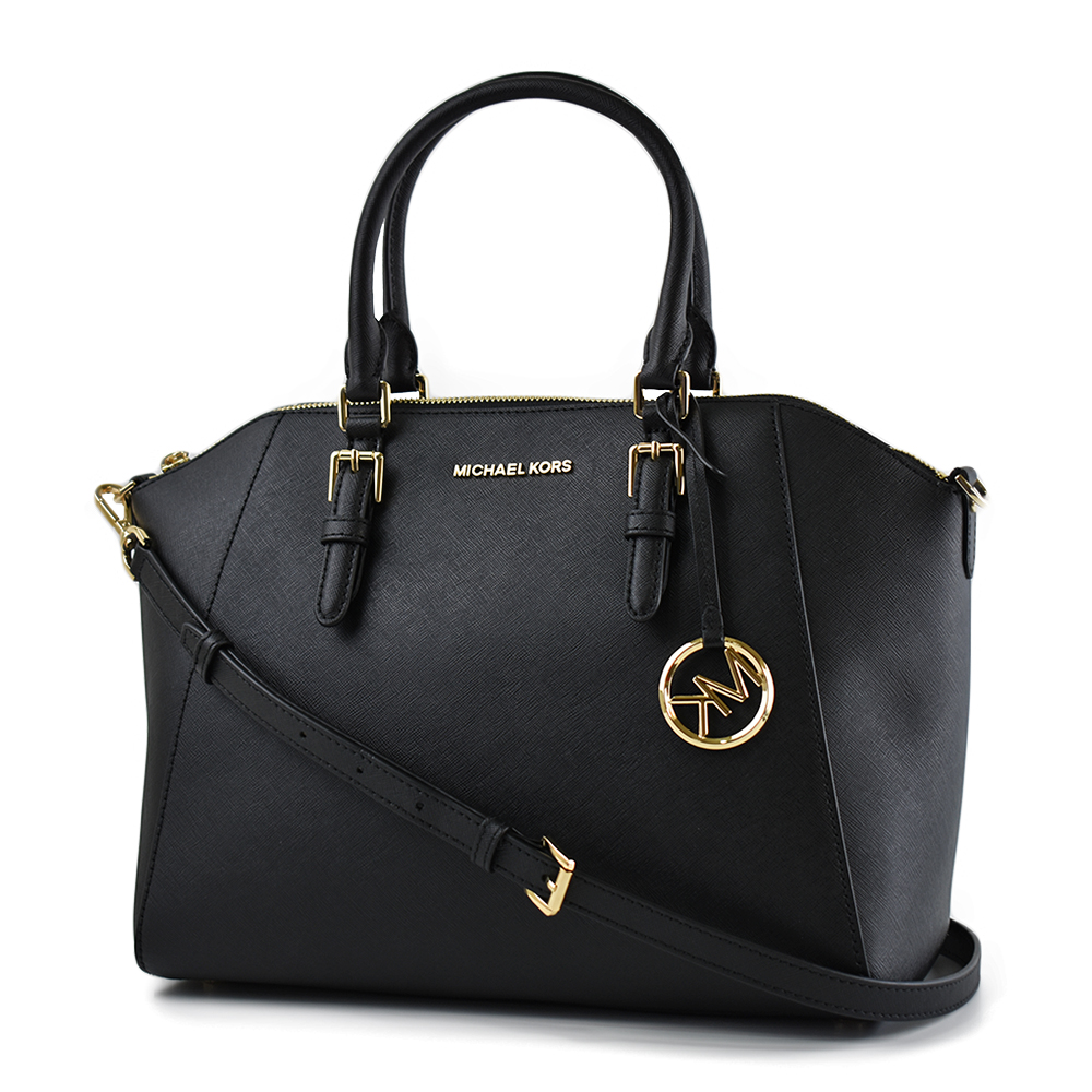 MICHAEL KORS CIARA 防刮皮革手提/斜背二用包-黑色/大