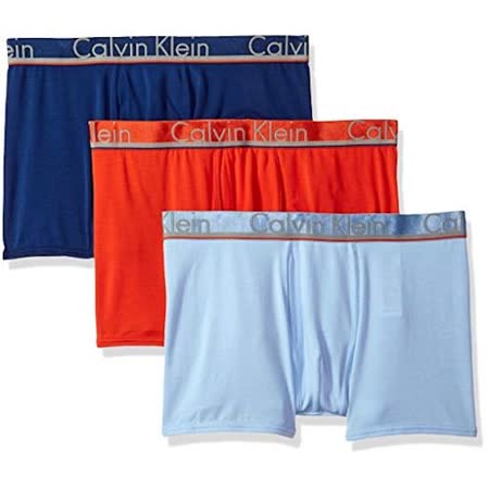 【Calvin Klein】2019男媚力超細纖維雙藍紅橙色四角內著混搭3件組【預購】