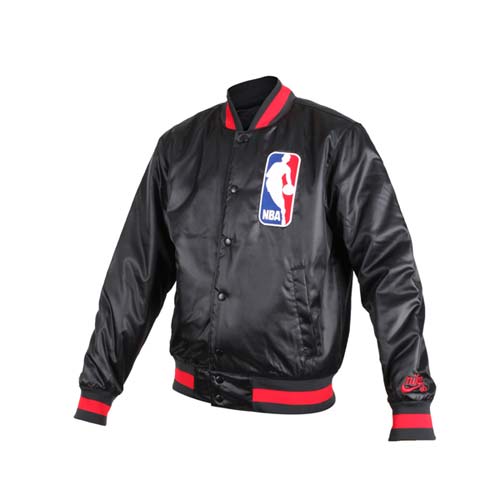 (男) NIKE NBA防風棒球外套-風衣外套 籃球 保暖外套 鋪棉 黑紅