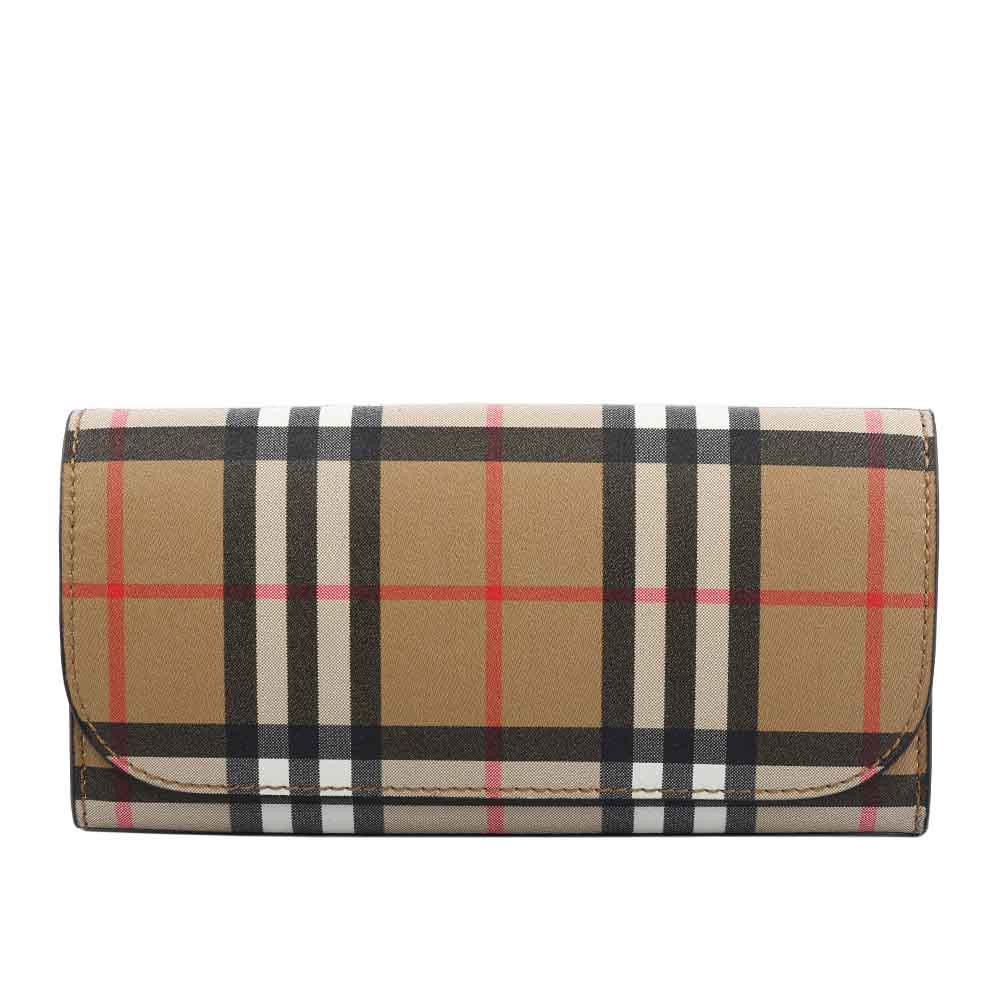 【BURBERRY】Vintage格紋皮革長夾(黑) 8005385