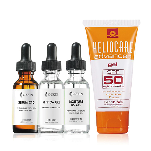 杜克C-SKIN 15%精華液30ml+亮白修護加強劑30ml+B5保濕凝膠30ml+艾莉卡防曬凝膠50ml