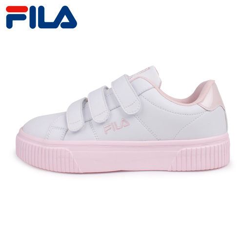【FILA】C310T 厚底甜品魔鬼氈白色女休閒鞋-粉橘(5-C310T-166)