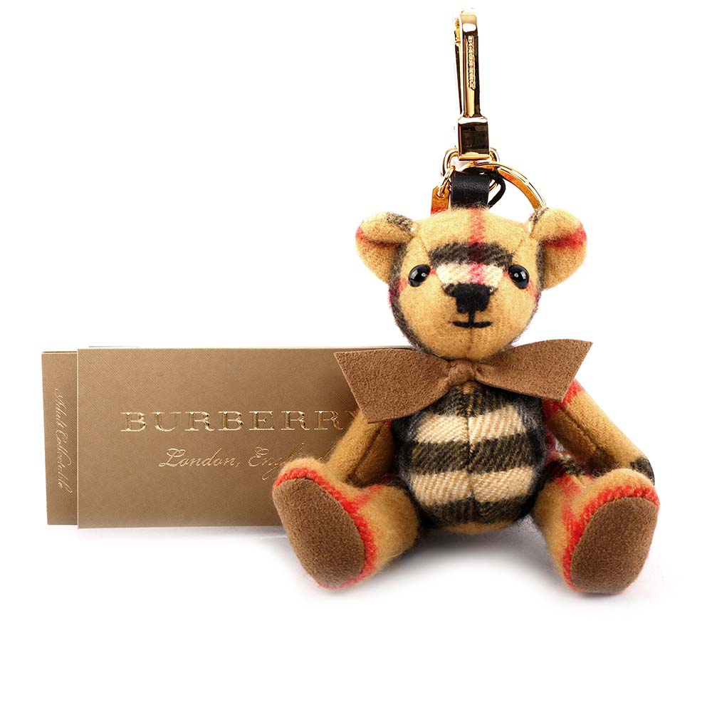 【BURBERRY】蝴蝶結造型cashmere Thomas泰迪熊吊飾/key圈 8003330 A2442