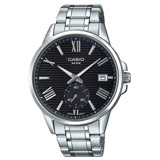 CASIO 卡西歐 時尚雙眼男錶 不鏽鋼錶帶 藍 防水50米 礦物玻璃鏡面 MTP-EX100D-1A