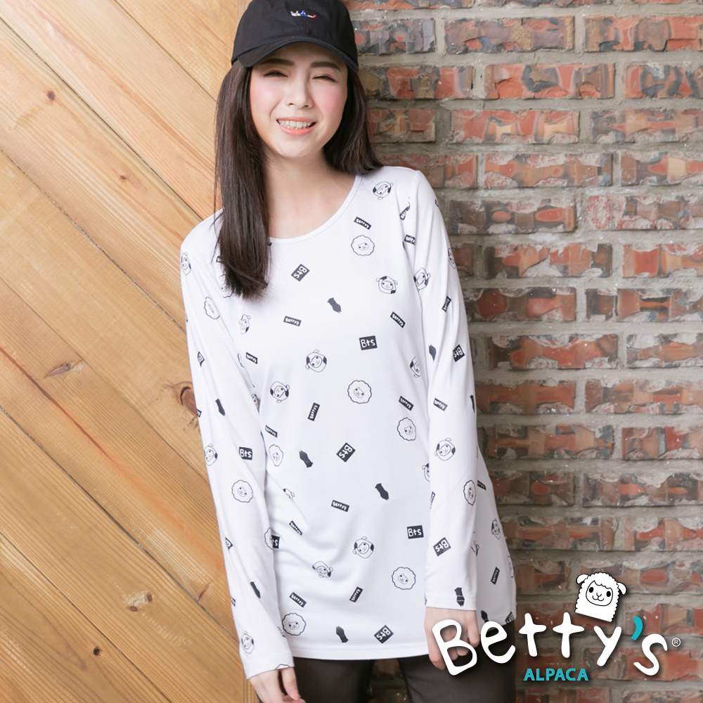 betty’s貝蒂思 圓領小貝羊長袖T-shirt(白色)