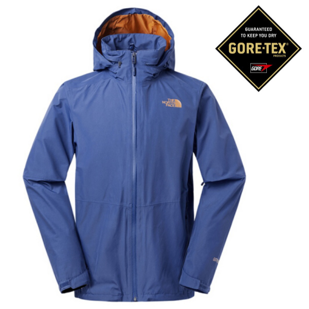 【美國 The North Face】男新款 GORE-TEX 防風防水透氣連帽外套.輕量機能運動夾克.風衣/腋下透氣拉鍊設計/2VEC 藍 N