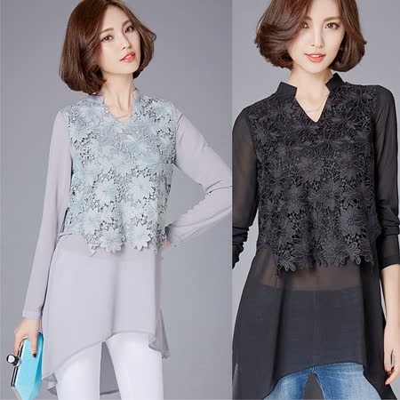 韓系女衫
春夏雪紡蕾絲款長衫